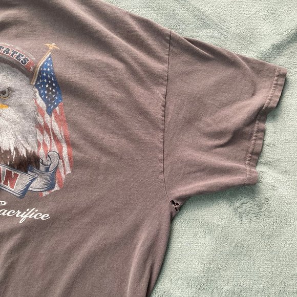 Veteran Shirt Crewneck Mens XL Gray Gildan American Flag POW Tee - Picture 9 of 10